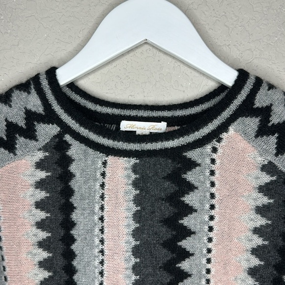 Minnie Rose 100% Cashmere Pink, Grey and Black Striped Crew Neck Sweater Size S - Picture 3 of 10